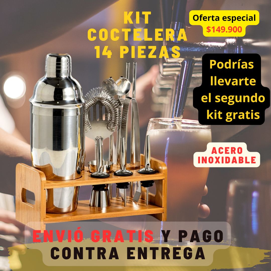 KIT DE COCTELERIA 100% ACERO INOXIDABLE