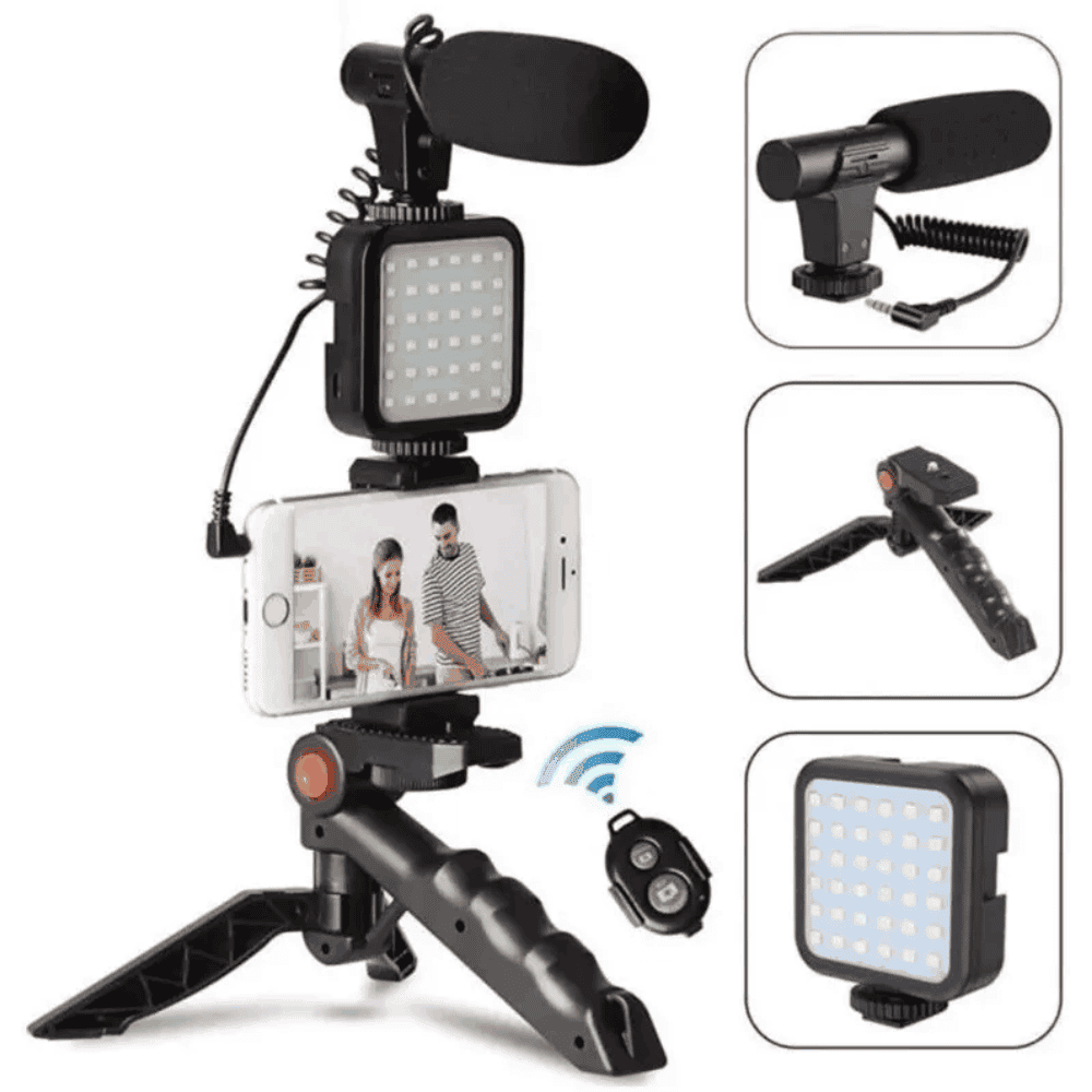 ESTABILIZADOR SOPORTE CELULAR LUZ LED Y MICROFONO