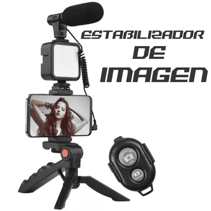 ESTABILIZADOR SOPORTE CELULAR LUZ LED Y MICROFONO