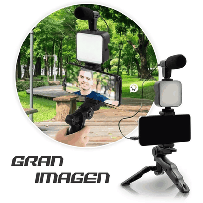 ESTABILIZADOR SOPORTE CELULAR LUZ LED Y MICROFONO