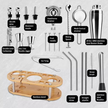KIT DE COCTELERIA BARTENDER PROFESIONAL 23 PIEZAS