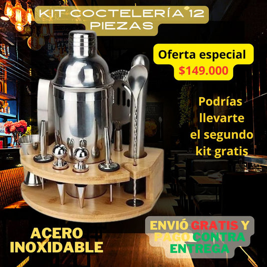 KIT DE COCTELERIA 100% ACERO INOXIDABLE